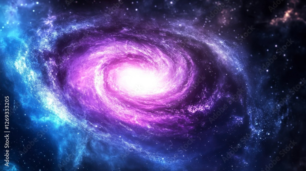 Obraz premium Vibrant Galaxy with Swirling Nebulae and Glistening Stars in Deep Cosmic Space
