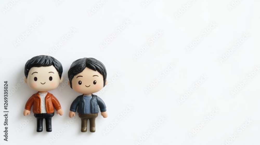 Bobblehead Figures Displayed from Above on a White Background Bobblehead Figures Displayed from Above on a White Background