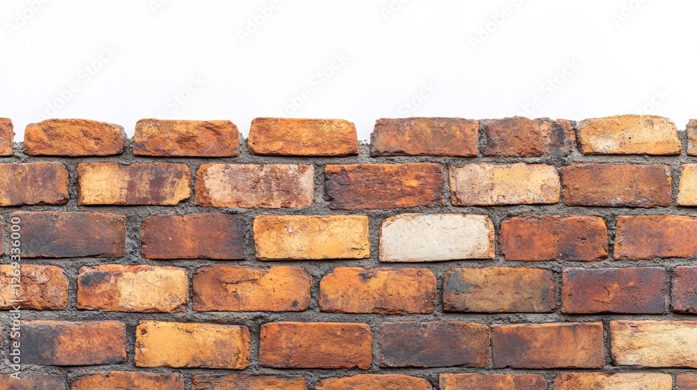 Fototapeta premium Brick Wall on a White Background Top View for Creative Mockups