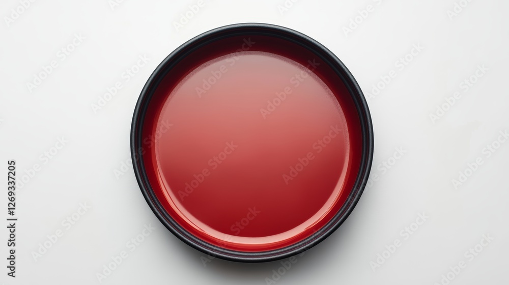Red Cake Pan with Glossy Finish on White Background Top View and Empty Space Red Cake Pan with Glossy Finish on White Background Top View and Empty Space