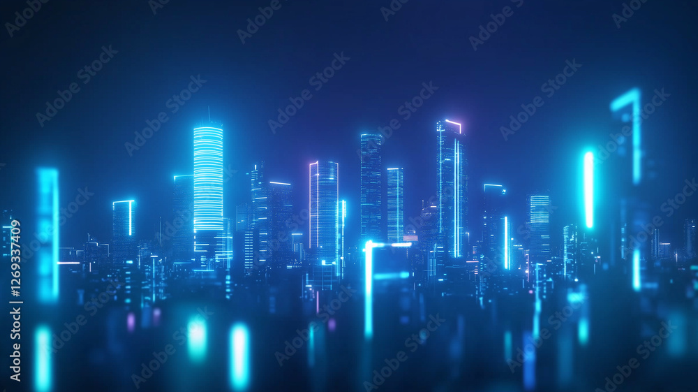 futuristic cityscape at night with glowing skyscrapers and neon lights futuristic cityscape at night with glowing skyscrapers and neon lights