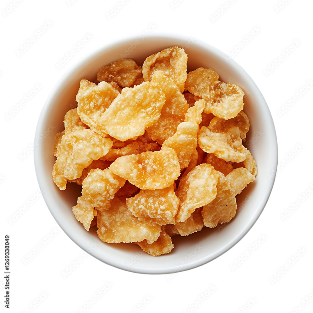 Crispy Crunchy Golden Cereal Bowl eat isolated on transparent background Crispy Crunchy Golden Cereal Bowl eat isolated on transparent background