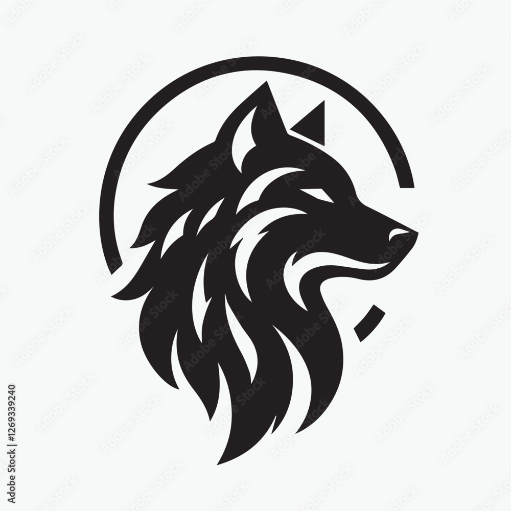 Obraz premium Wolf head icon logo black silhouette vector illustration