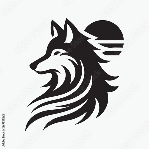 Wolf icon logo black silhouette vector illustration