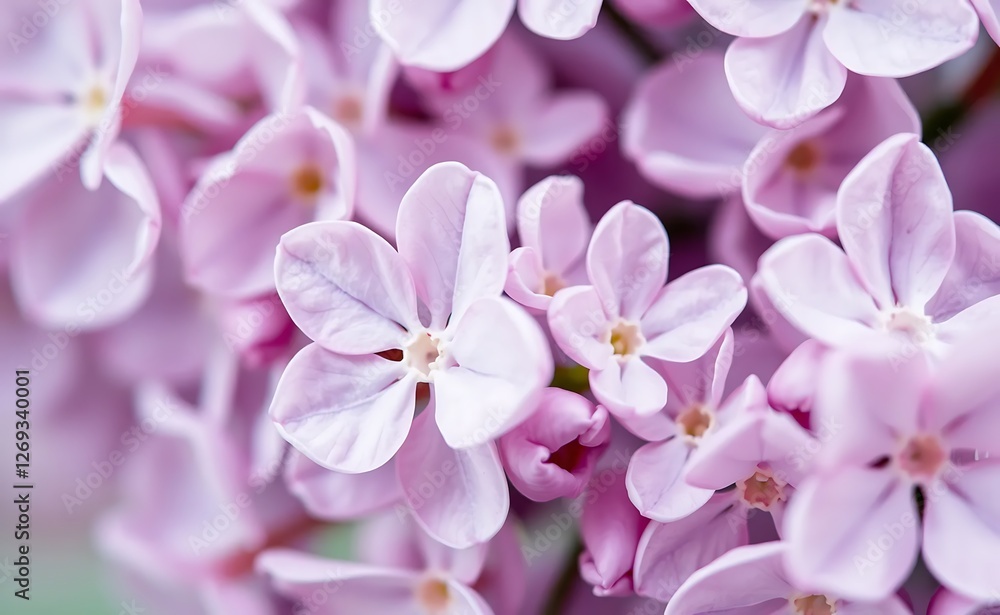 A close-up macro shot of delicate lilac flowers in soft pastel hues, with a dreamy pink and violet color palette, enhanced with a gentle glow A close-up macro shot of delicate lilac flowers in soft pastel hues, with a dreamy pink and violet color palette, enhanced with a gentle glow