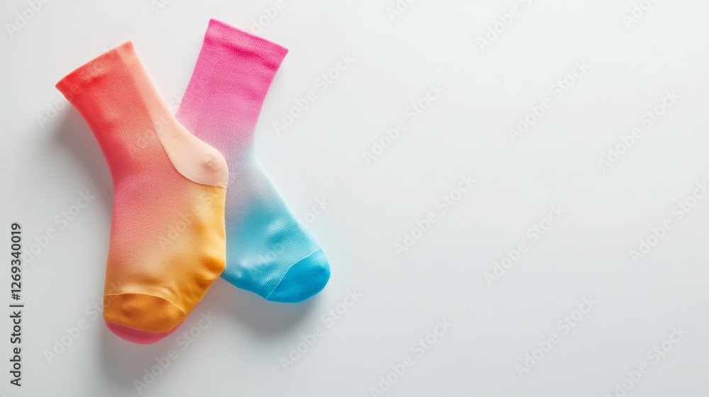 Colorful Compression Socks on White Background with Copy Space for Design Colorful Compression Socks on White Background with Copy Space for Design