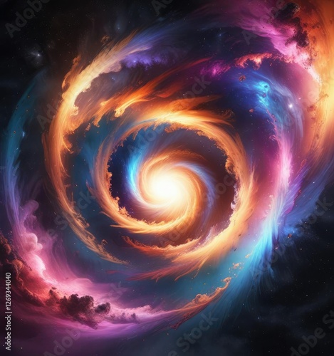 Swirling Vortex of Colorful Gas and Dust in Space, nebula, space, swirly