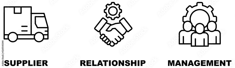 SRM banner web icon vector illustration concept of supplier relationship management with icon of product, delivery, supply, chain, checklists, cycle SRM banner web icon vector illustration concept of supplier relationship management with icon of product, delivery, supply, chain, checklists, cycle
