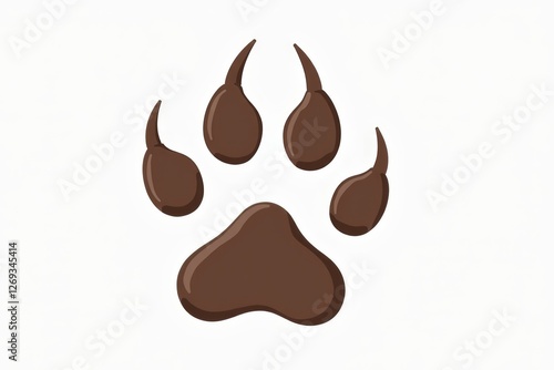 Illustration of bear paw print showcasing detailed features and textures. Concept highlights significance of bear paw print in nature and wildlife studies. photo