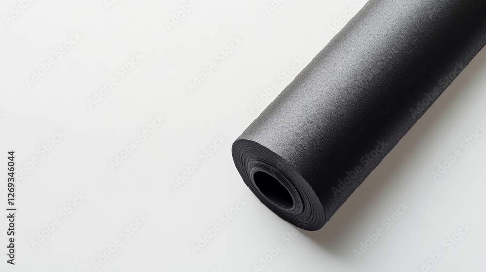 Foam Roller Mockup on White Background Top View with Copy Space Foam Roller Mockup on White Background Top View with Copy Space