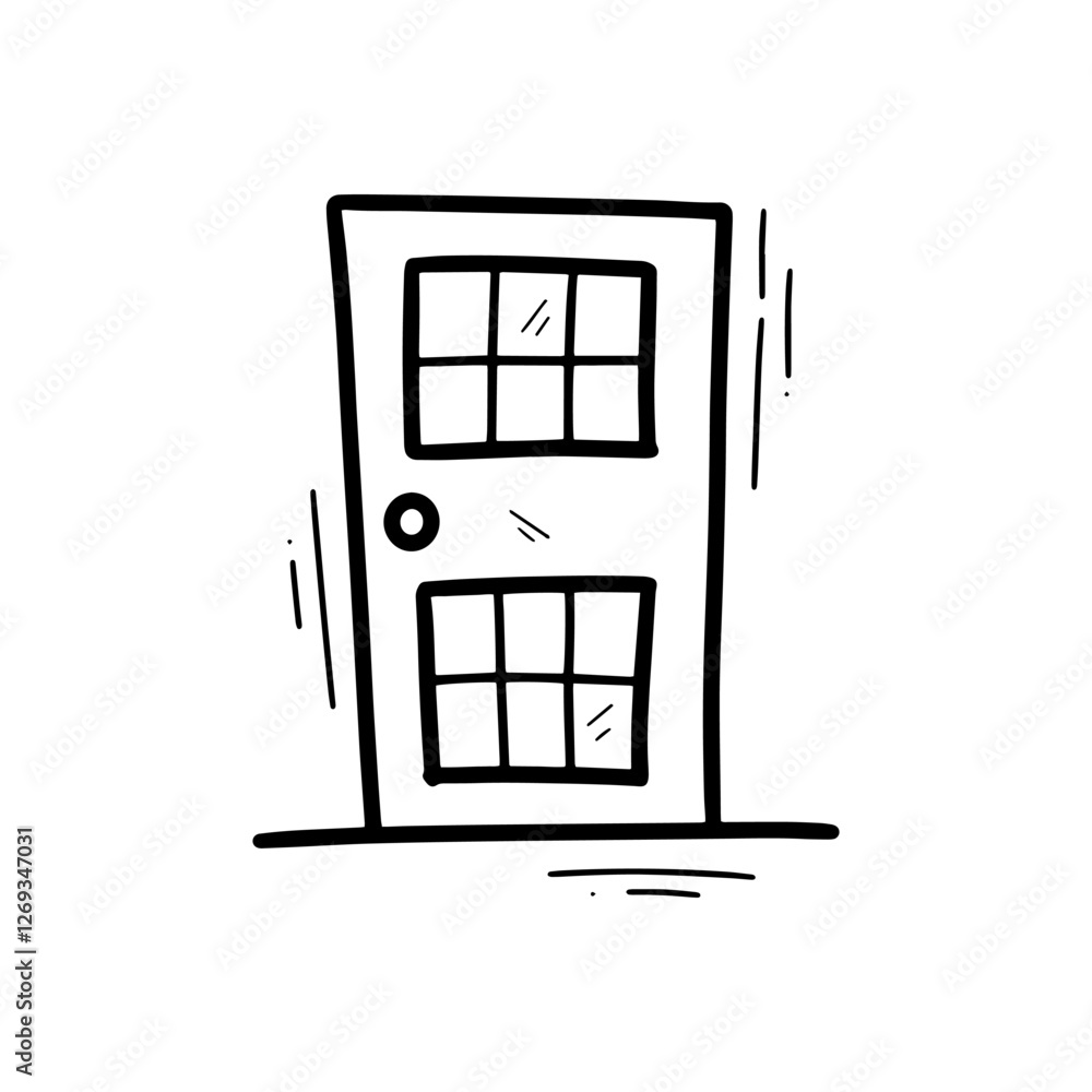 Hand Drawn Door Illustration. Doodle Vector. Isolated on White Background - EPS 10 Vector Hand Drawn Door Illustration. Doodle Vector. Isolated on White Background - EPS 10 Vector