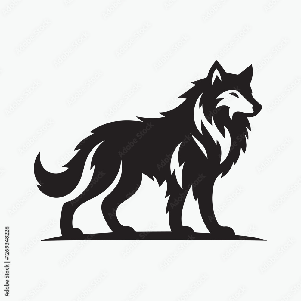 Obraz premium Wolf head icon logo black silhouette vector illustration