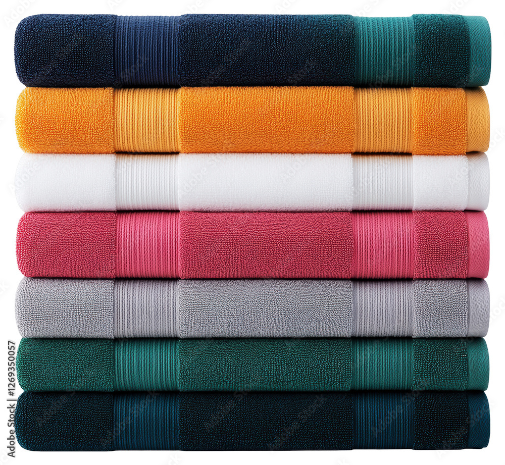 Stack of Colorful Bath Towels on Transparent Background Stack of Colorful Bath Towels on Transparent Background