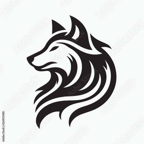 Wolf head icon logo black silhouette vector illustration