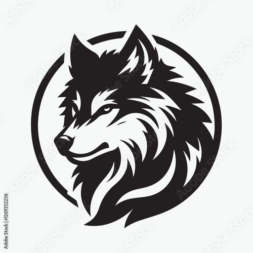 Wolf head icon logo black silhouette vector illustration