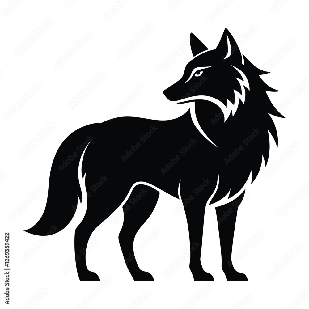 Wolf icon logo black silhouette vector illustration Wolf icon logo black silhouette vector illustration