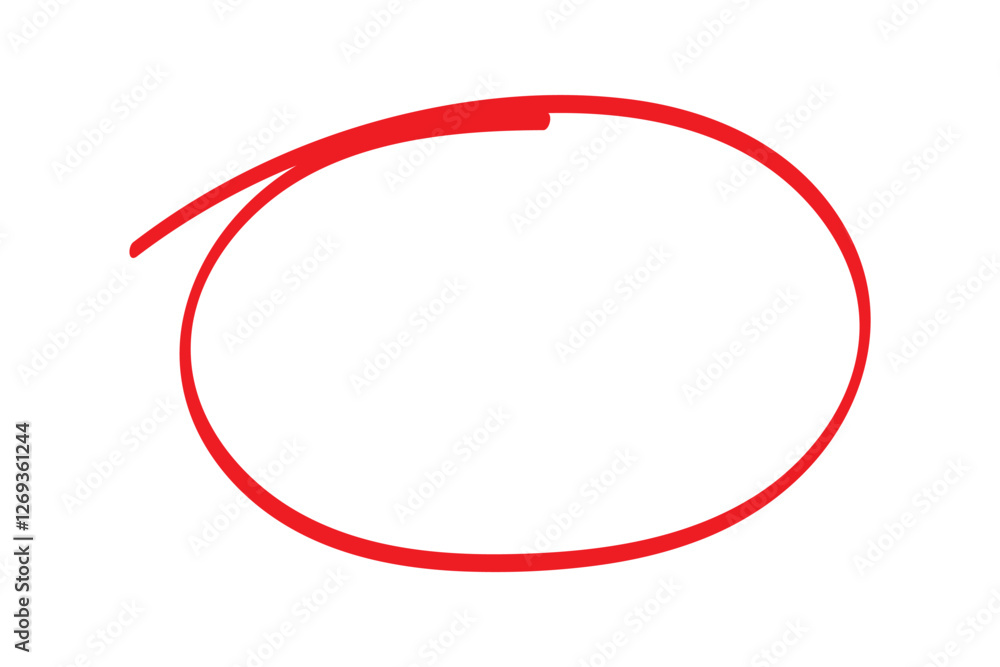 Red circle pen draw. Highlight hand drawn circle isolated on white background. Handwritten red circle. For marker pen, pencil, logo and text check. Vector illustration Red circle pen draw. Highlight hand drawn circle isolated on white background. Handwritten red circle. For marker pen, pencil, logo and text check. Vector illustration