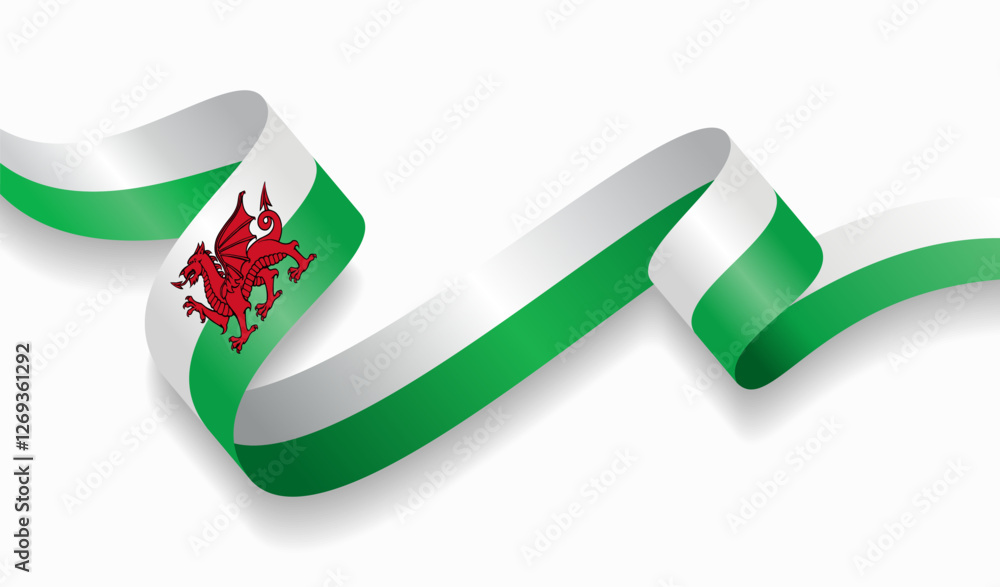 Cuadro en lienzo Welsh flag wavy abstract background. Vector illustration.