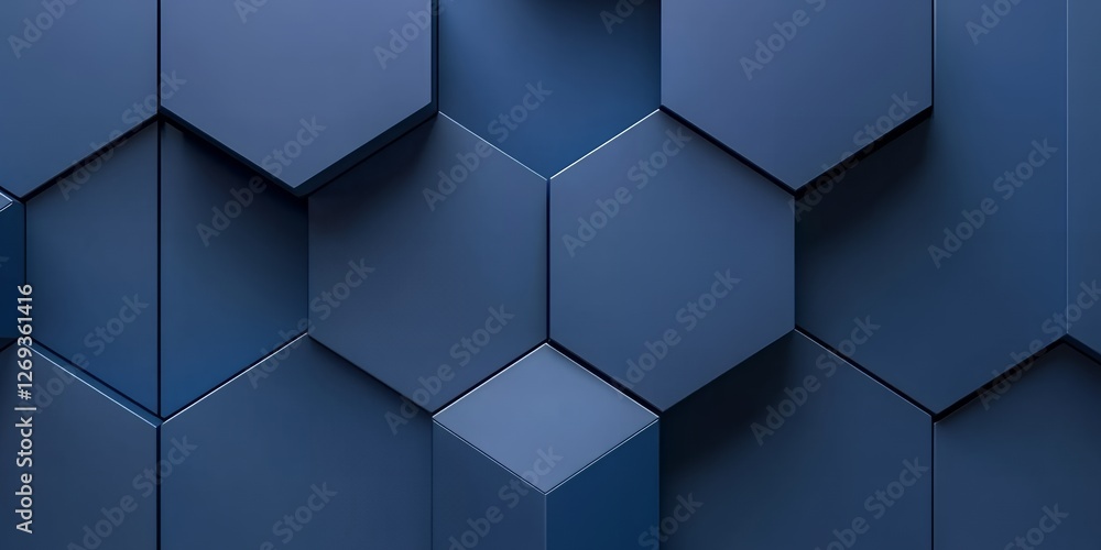 Abstract Hexagon Pattern Dark Blue Geometric Background 3D Render Modern Design Texture Abstract Hexagon Pattern Dark Blue Geometric Background 3D Render Modern Design Texture