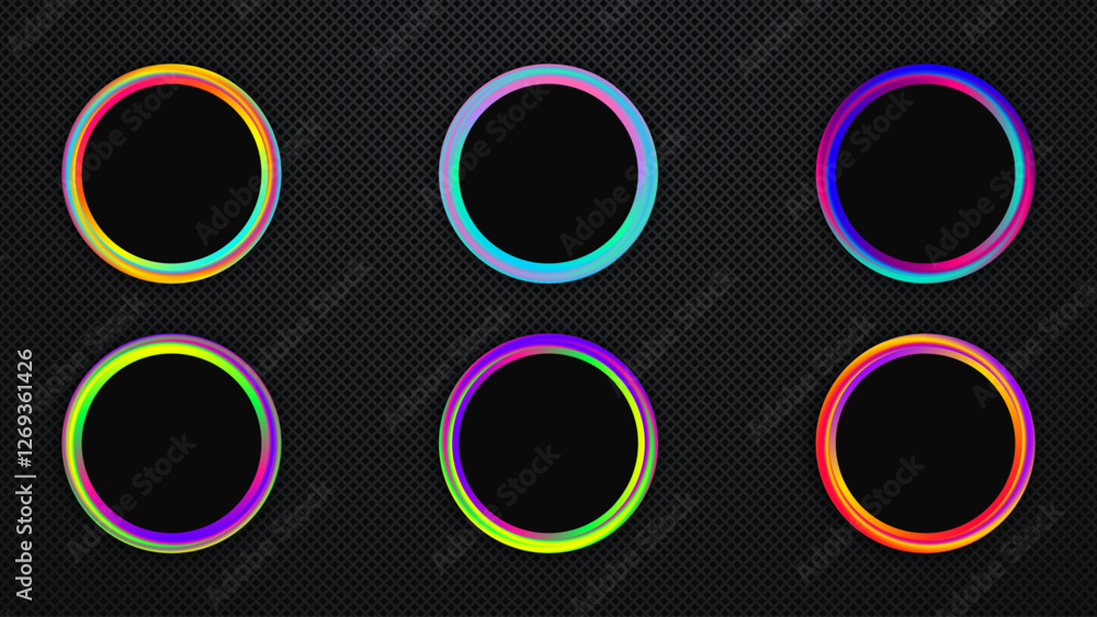 Circle frames. Neon Gradient. Vector Illustration Circle frames. Neon Gradient. Vector Illustration