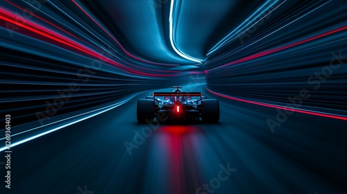 High-Speed Formula One Car with Motion Blur