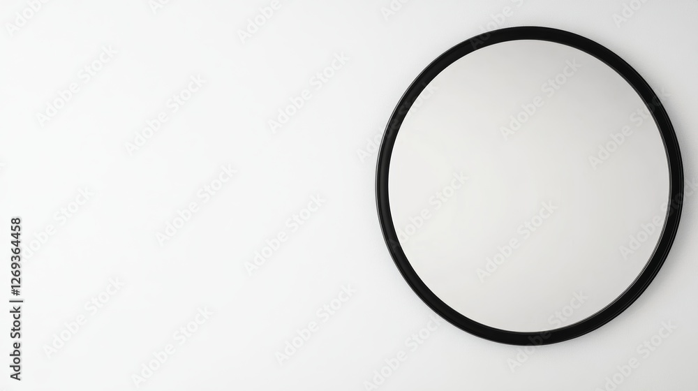 Fototapeta premium Mirror Reflection on Simplistic White Canvas with Expansive Copy Space