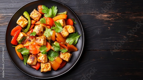 Wallpaper Mural Savory Tofu Stir Fry with Bell Peppers and Parsley Torontodigital.ca