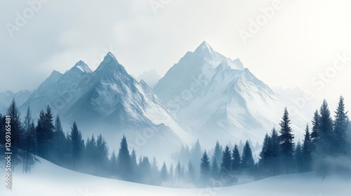 Wallpaper Mural Serene winter wonderland snow capped peaks tranquil scene Torontodigital.ca