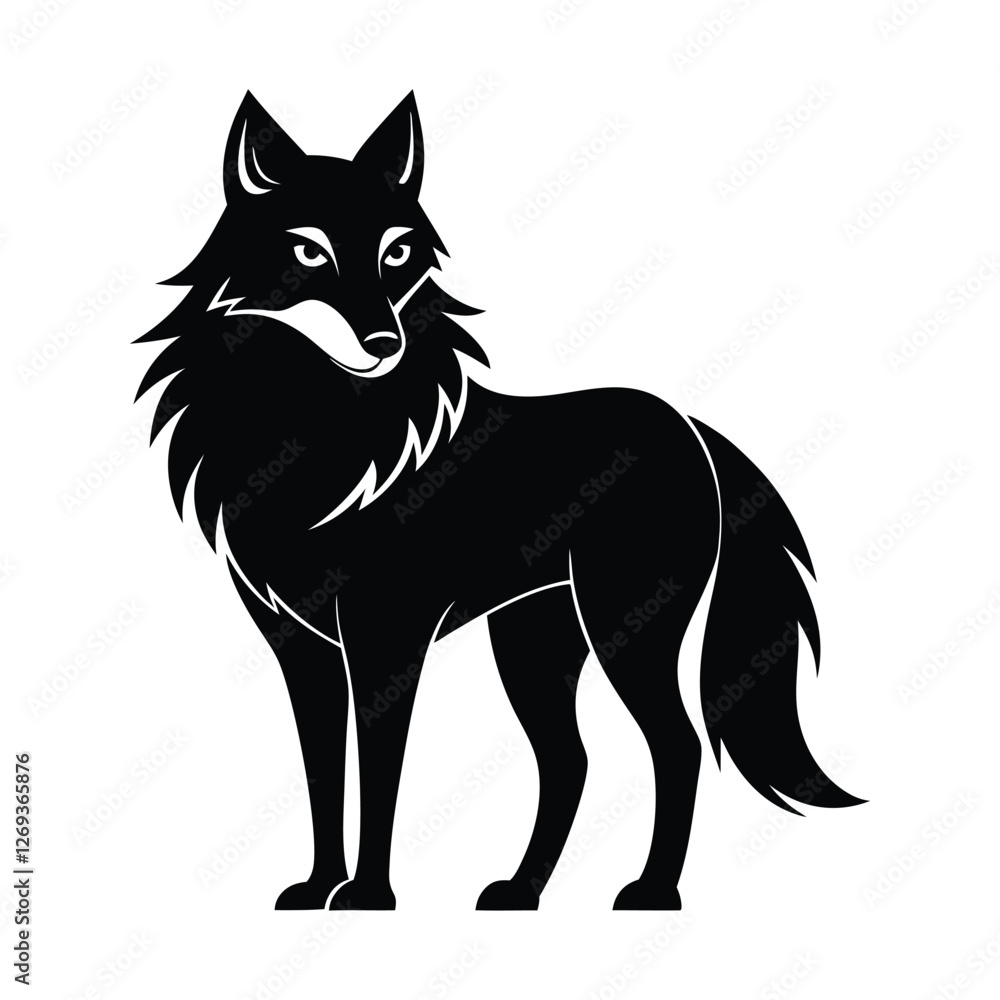 Obraz premium Wolf icon logo black silhouette vector illustration