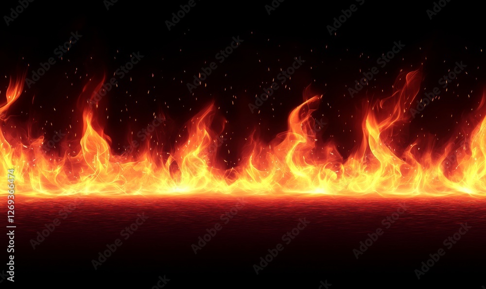Fototapeta premium Fiery red energy stream, intense heat, powerful motion