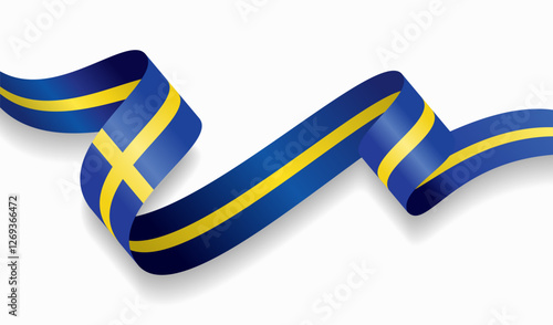 Swedish flag wavy abstract background. Vector illustration.