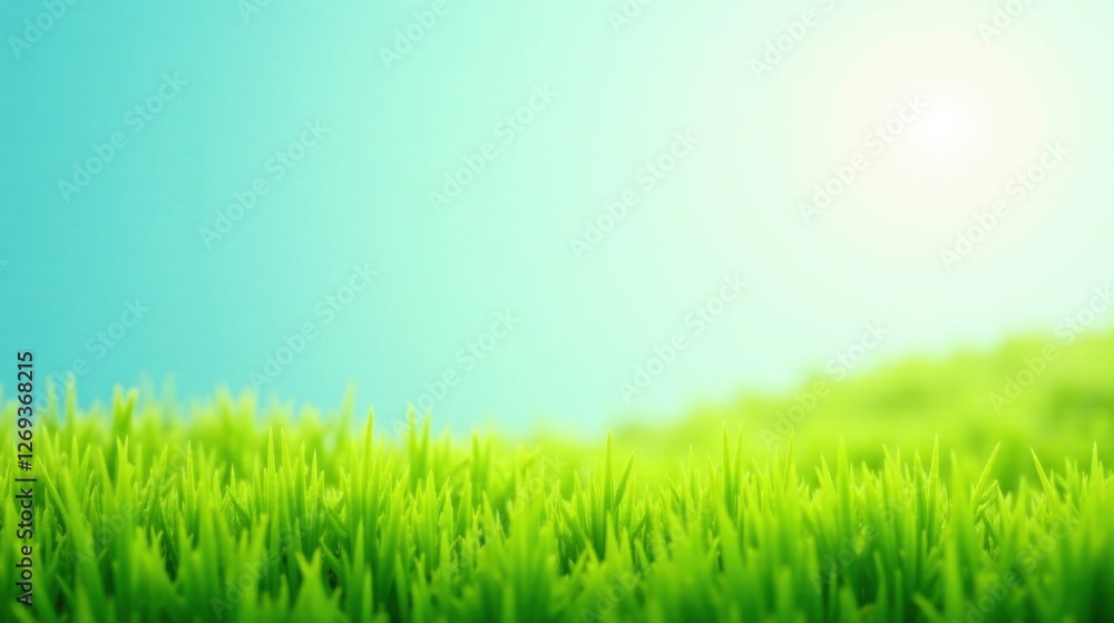 Vibrant Green Grass Blades Under a Serene Sky, a Pastoral Scene of Tranquility and Natural Beauty Vibrant Green Grass Blades Under a Serene Sky, a Pastoral Scene of Tranquility and Natural Beauty