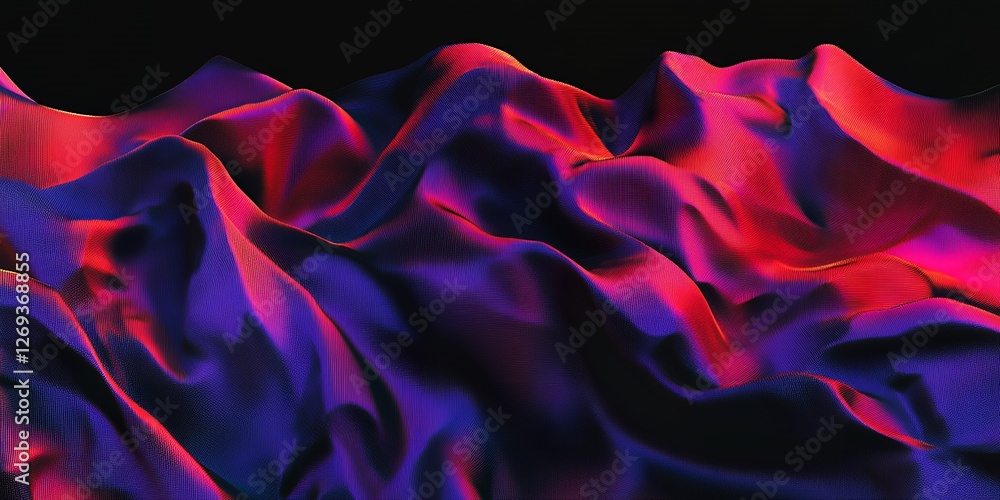 Obraz premium Abstract Draped Fabric Texture Red Purple and Blue Iridescent Waves