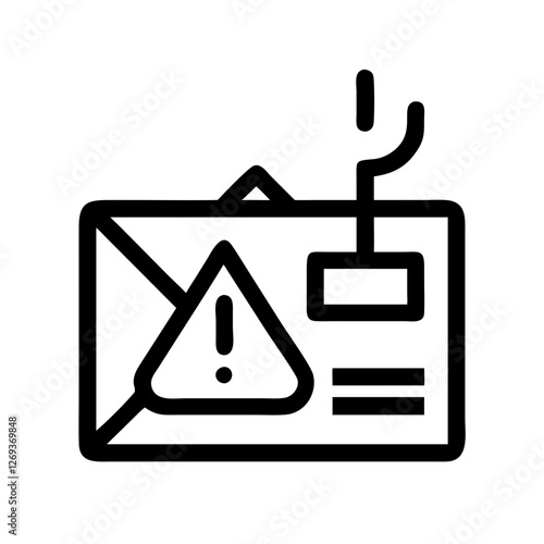 Minimalist Phishing Alert Icon Vector - Clean Design for Fraud Detection Secure Coding.