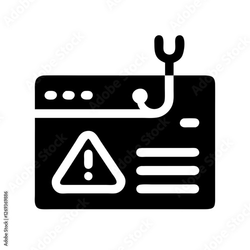 Minimalist Phishing Alert Icon Vector - Clean Design for Fraud Detection Secure Coding.