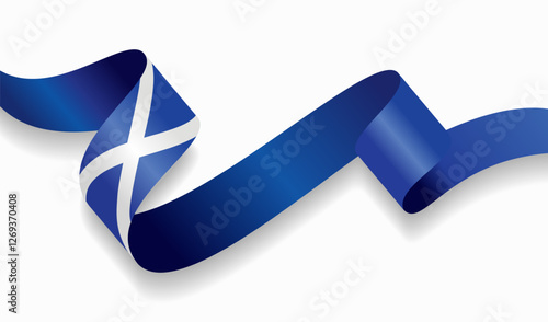 Scottish flag wavy abstract background. Vector illustration.