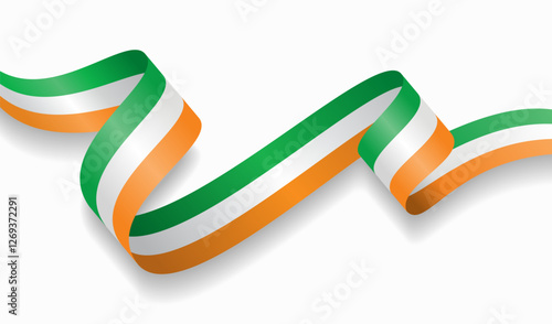 Irish flag wavy abstract background. Vector illustration.