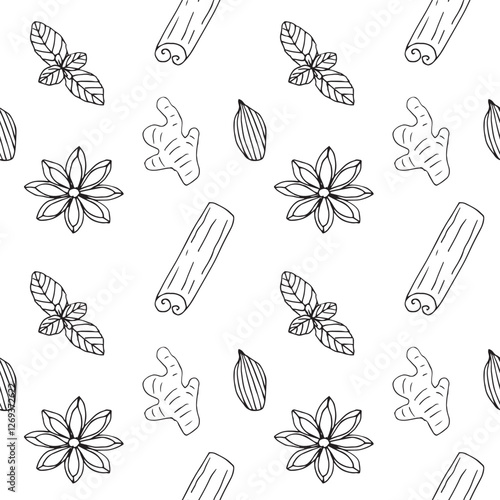 Spices seamless pattern, vector illustration