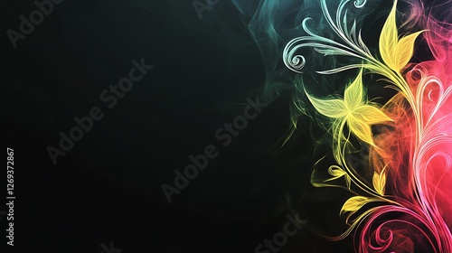 Abstract Colorful Floral Design With Smoke