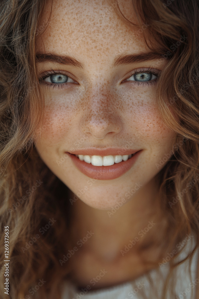Close-up lifestyle portrait of a happy young woman with dark hair Close-up lifestyle portrait of a happy young woman with dark hair