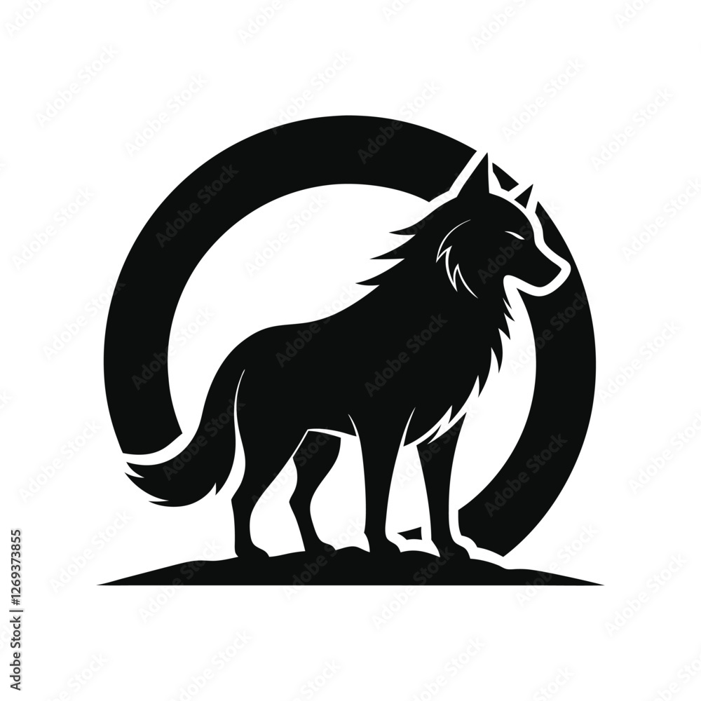 Fototapeta premium Wolf icon logo black silhouette vector illustration