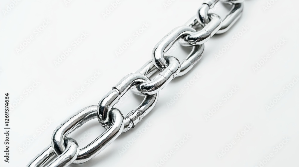 Safety Chain Overlooking Minimalism on a White Surface Safety Chain Overlooking Minimalism on a White Surface