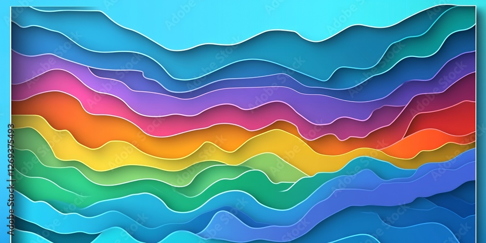 Abstract Rainbow Layered Paper Cut Waves Colorful Wavy Background Design Vibrant Multicolored Abstract Rainbow Layered Paper Cut Waves Colorful Wavy Background Design Vibrant Multicolored