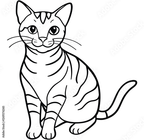 Adorable cute fluffy cat hand drawn icon cartoon character line art vector illustration outline image