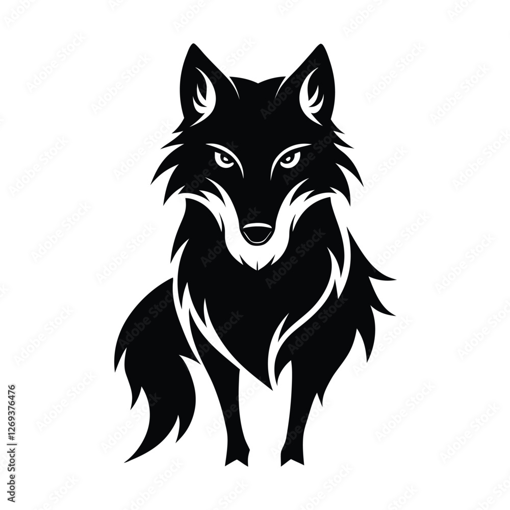 Obraz premium Wolf icon logo black silhouette vector illustration