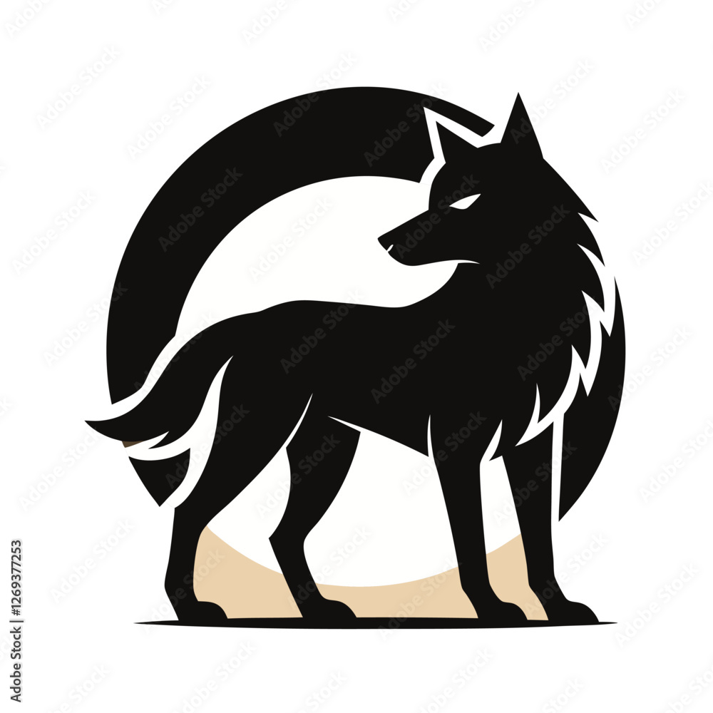 Obraz premium Wolf icon logo black silhouette vector illustration