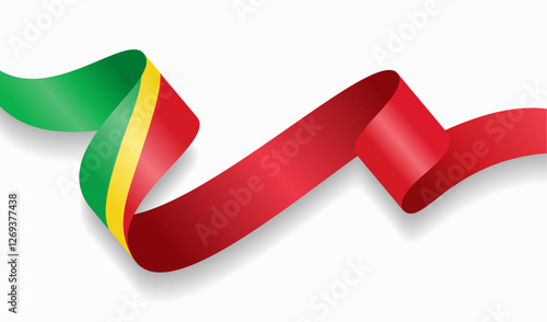 Congolese flag wavy abstract background. Vector illustration.