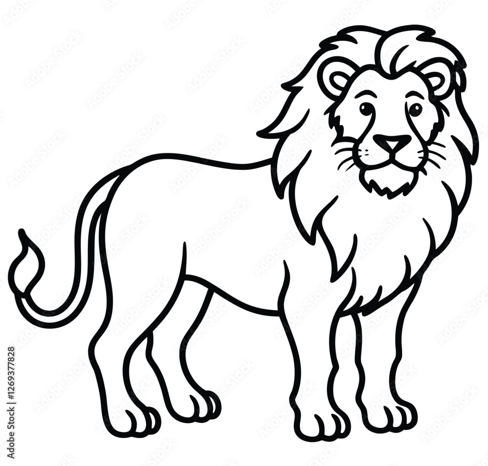 Fototapeta premium Simple majestic royal king ferocious angry wild lion full body, face, mascot logo, crown symbol, black and white symbol design elegant logo premium luxury brand identity icon silhouette vector image.