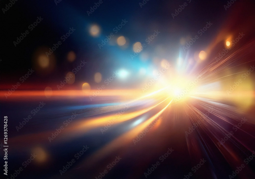 Abstract background with blurred lights and a glowing curve. Abstract background with blurred lights and a glowing curve.