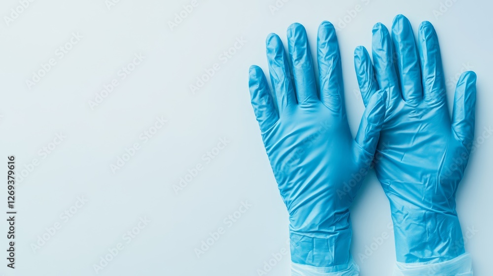 Obraz premium Surgical Gloves in Vibrant Blue on Clean White Background for Medical Use